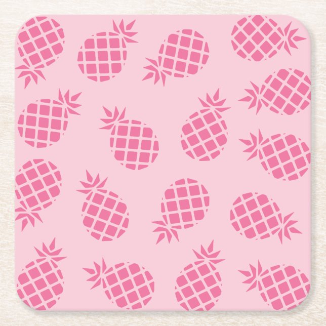 Sommerpastel rosa ananas mönster underlägg papper kvadrat (Framsidan)