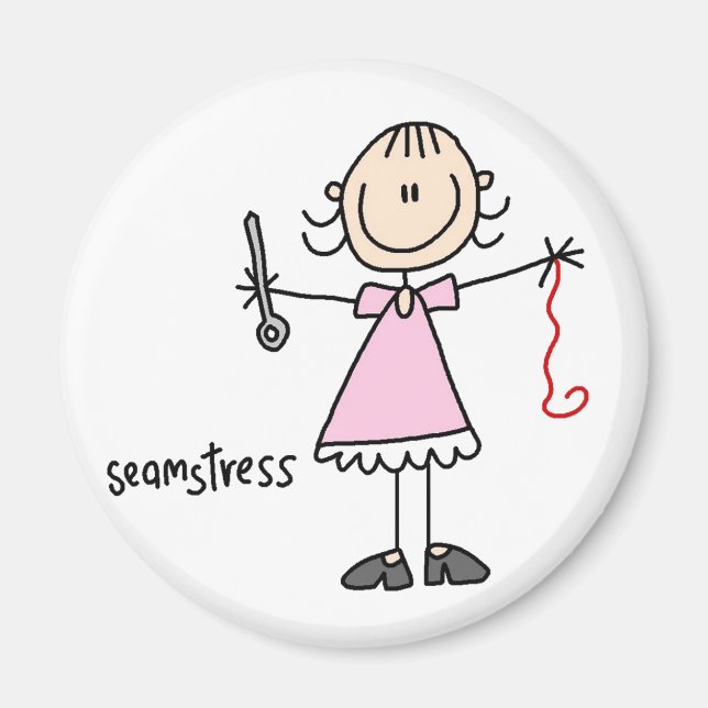 Sömmerska Stickfigur Magnet (Framsidan)