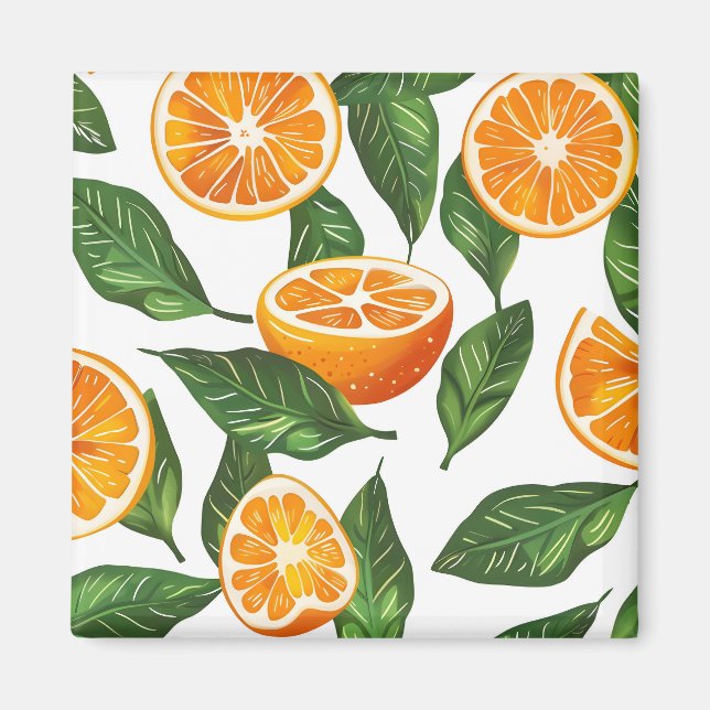Sömmlös botanisk frukt apelsin citrus magnet (Framsidan)