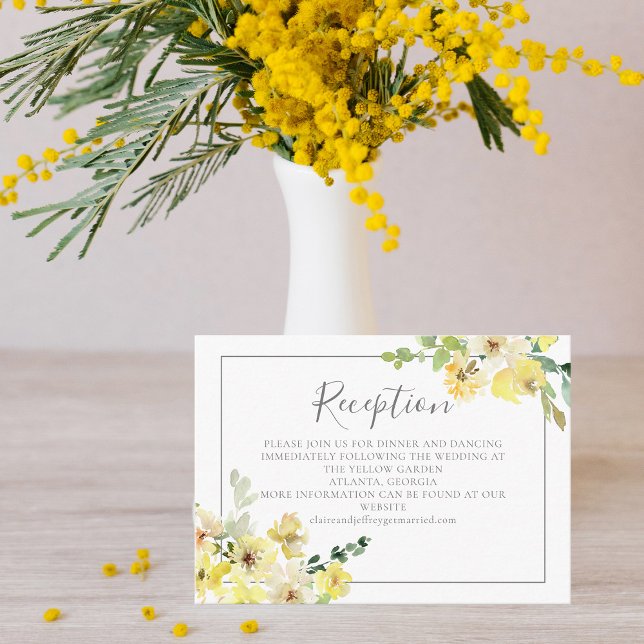 Sommonsbröllopsmottagning för delikat Gult Blommig Tilläggskort (Skapare uppladdad)