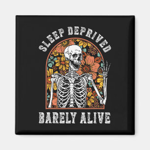 Sömn, barely Alive Funny Skeleton Hallskuldbelagd Magnet