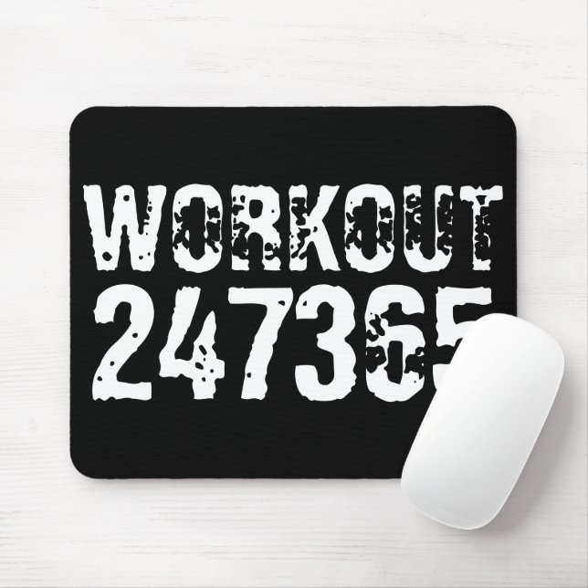 Sömn och skrapad text Workout 247365 vit Musmatta (Med mus)