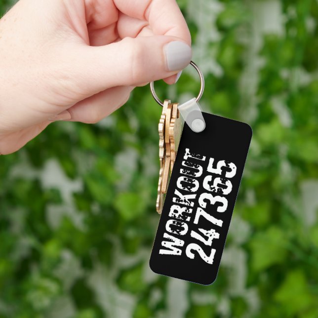 Sömn och skrapad text Workout 247365 vit Nyckelring (Hand)