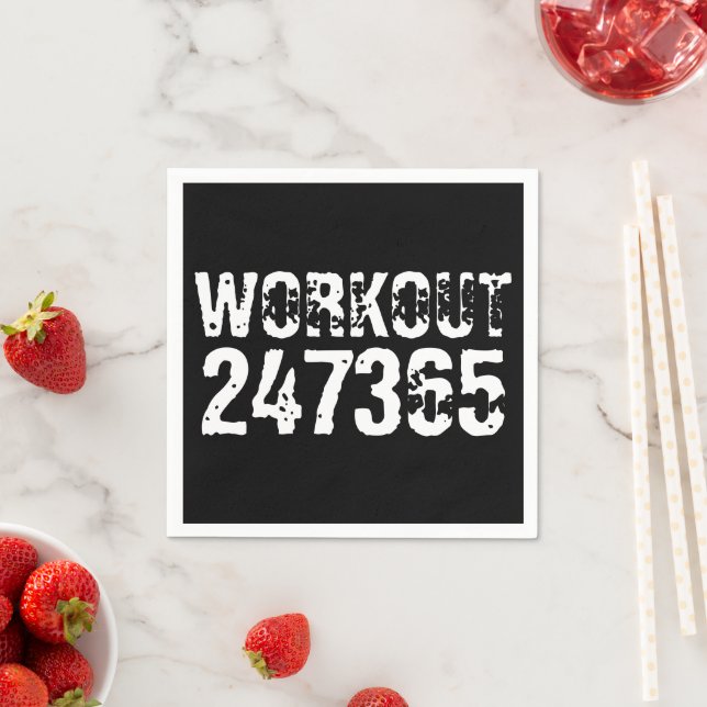 Sömn och skrapad text Workout 247365 vit Pappersservett (Insitu)
