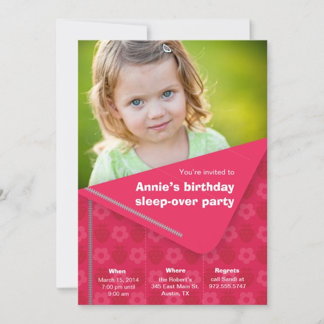 Sömn över barns partyinbjudningar - bär inbjudningar (Framsida)