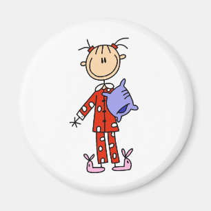 Sömn över flicka i henne Pajamasmagnet Magnet