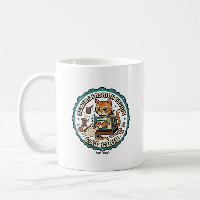 Sömnad Mode Design Katt Katt Älskare Present - Söm Kaffemugg (Vänster)