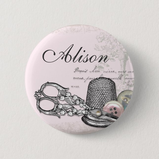 Sömnadaningar på rosanamnemblem knapp (Framsida)