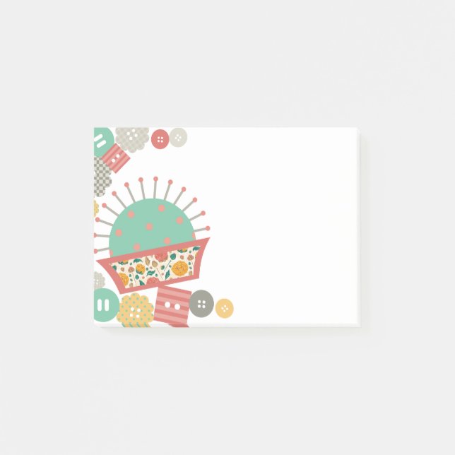 sömnaden knäppas den blom- pincushionseamstressen post-it block (Framsida)