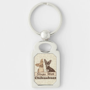 Sömnar med Chihuahuas Rektangulärt Silverfärgad Nyckelring
