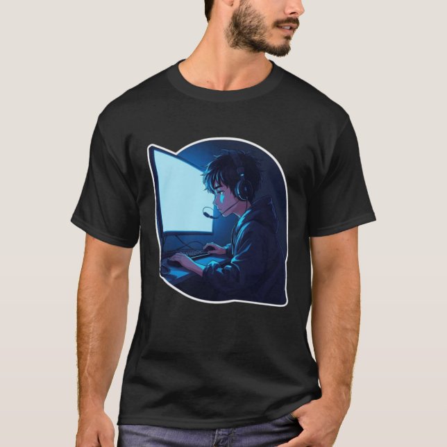 Sömnberövad spelare – Design för sent nattlig spel T Shirt (Framsida)