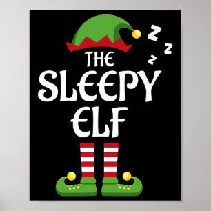 Sömnig Alvfamilj Matchande Jul Grupp Poster