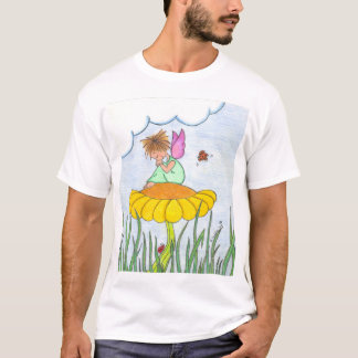 Sömnig ängel på blommaskjortan t shirt