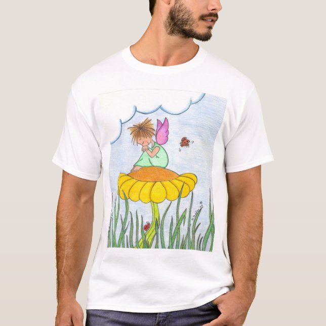 Sömnig ängel på blommaskjortan t shirt (Framsida)