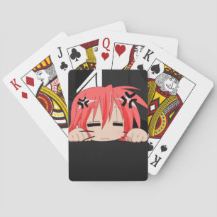 Sömnig animerad tjej spela kort casinokort