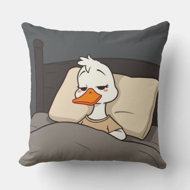 Sömnig Anka Cute Tecknad Animal Bedtime Decor Kudde (Framsida)