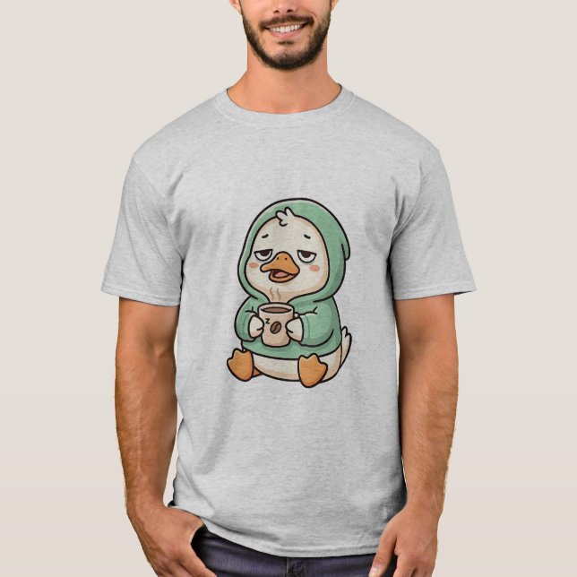 Sömnig Anka Koffeälskare T Shirt (Framsida)