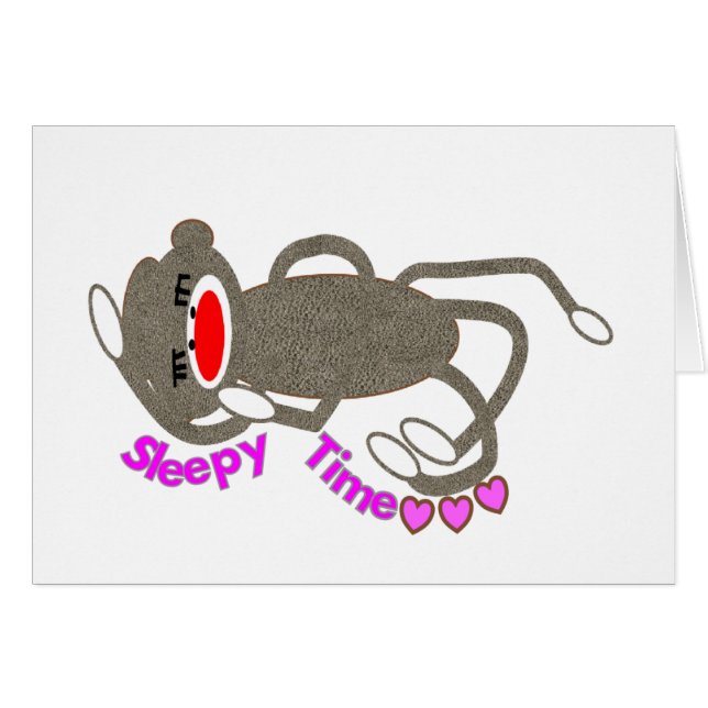 "Sömnig att sova för den Time" sock monkey Hälsningskort (Framsidan Horizontal)