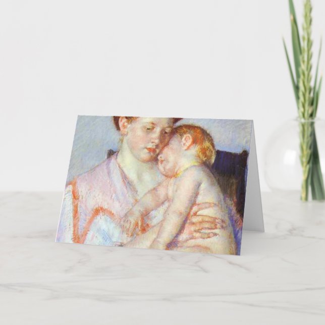 Sömnig Baby. c. 1910, Mary Cassatt Kort (Framsida)
