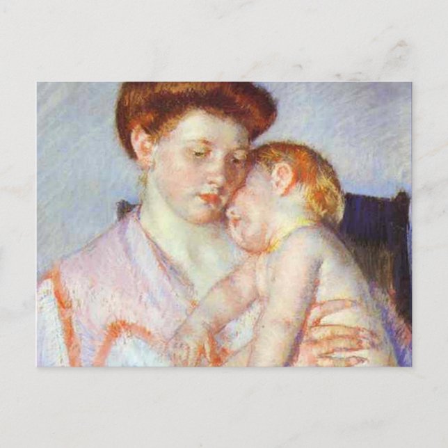 Sömnig Baby. c 1910, Mary Cassatt Vykort (Framsida)