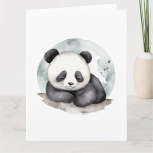 Sömnig Baby Panda Bear med vattenfärg Kort