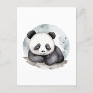Sömnig Baby Panda Bear med vattenfärg Vykort