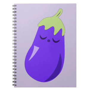 Sömnig babyaubergineet anteckningsbok med spiral