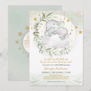 Sömnig barnskor med Elephant Greenery Twinkle Star Inbjudningar