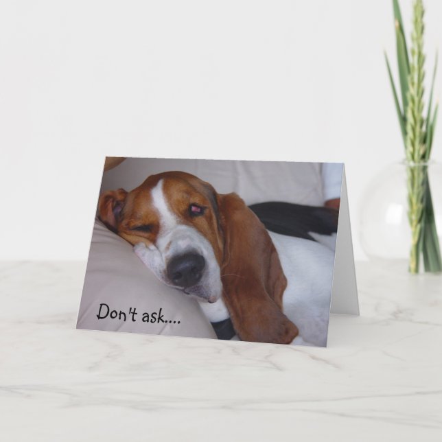 Sömnig Basset Hound Kort (Framsida)