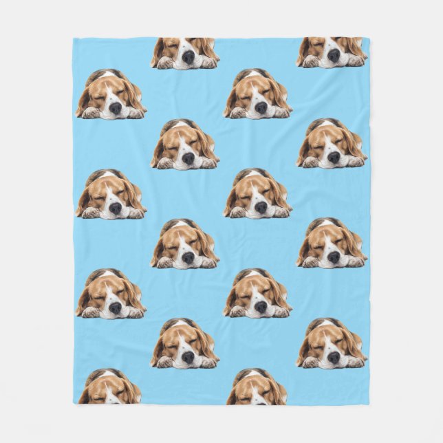 Sömnig Beagle Hund Blanket Fleecefilt (Framsidan)