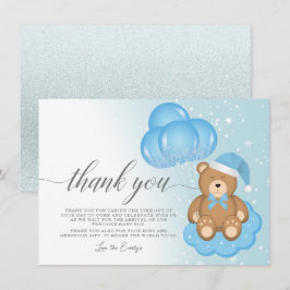 Sömnig Bear Balloon Boy Shower - tackkort Inbjudningar