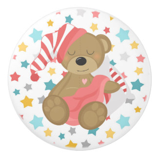 Sömnig Bear Flicka Knopp