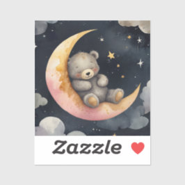 Sömnig Bear på Måne Klistermärken