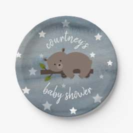 Sömnig Bear Stars Watercolor Baby Shower