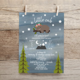 Sömnig Bear Unge Baby Shower 6,5 x 8,75 tum Inbjudningar