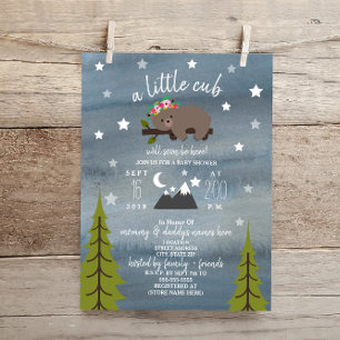 Sömnig Bear Unge Baby Shower 6,5 x 8,75 tum Inbjudningar