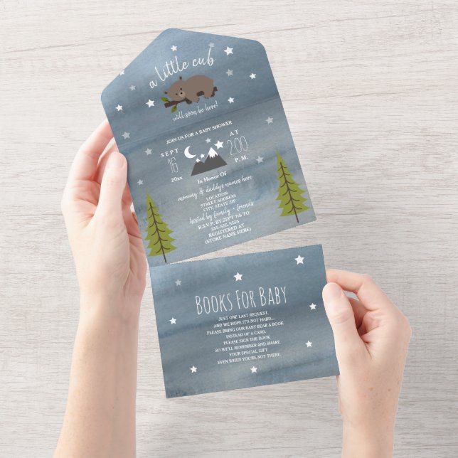 Sömnig Bear Unge Baby Shower Bok Request (Avrivbar del)