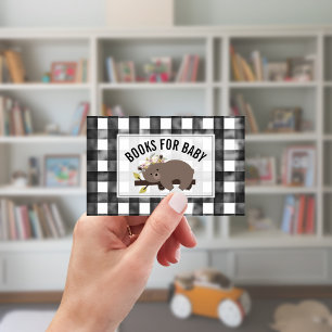 Sömnig Bear Unge Gingham Baby Shower Bok Request Tilläggskort