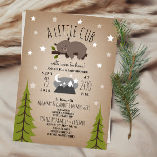 Sömnig Bear Unge Mountain Baby Shower-inbjudan Inbjudningar