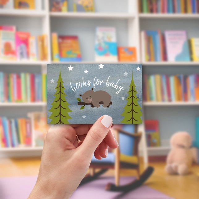 Sömnig Bear Unge Neutralt Baby Shower Bok-begäran Tilläggskort (Skapare uppladdad)