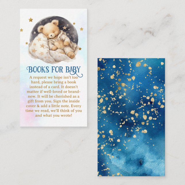 Sömnig begäran om Nalle Baby Shower Bok Tilläggskort (Fram/baksida)