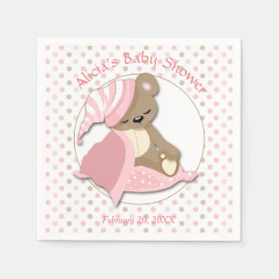Sömnig björnflickababy shower pappersservett