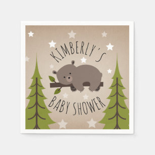 Sömnig björnstjärnor + Trädbaby shower Pappersservett