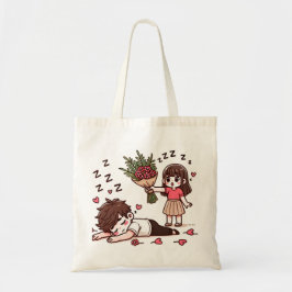 Sömnig Boy and Girl med blommor Tygkasse