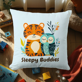 Sömnig Buddies Tiger & Uggla | Mysiga djurvänner Kudde