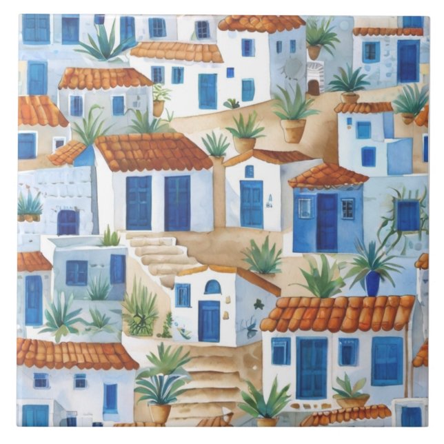 Sömnig by Greece, Greece Travel Souvenir Kakelplatta (Framsidan)