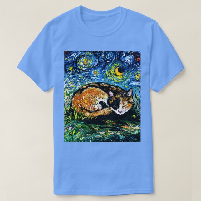 Sömnig Calico Natt T Shirt (Design framsida)