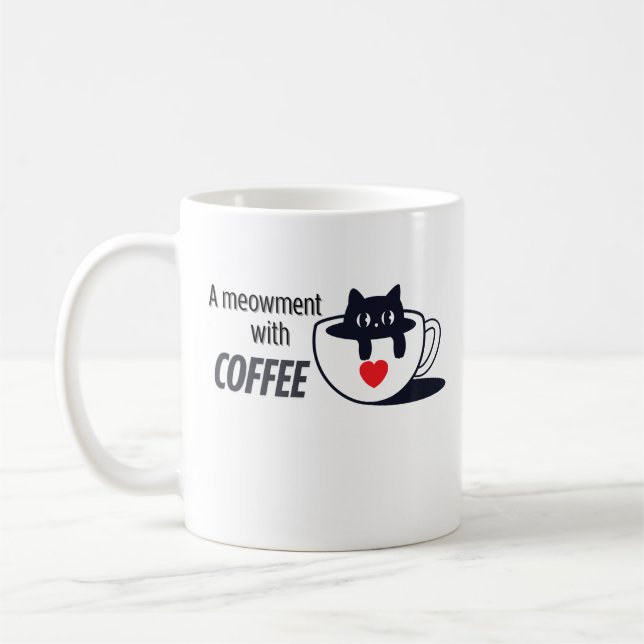 Sömnig Cat Art Kaffemugg (Vänster)