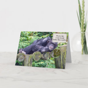 sömnig chimpans för humoristisk födelsedag kort