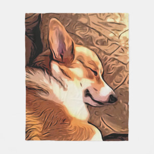 Sömnig Corgi Fleecefilt